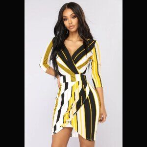 Mayra Striped Midi Dress - Mustard Multi